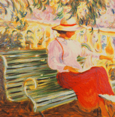 Claude FOSSOUX : Femme assise dans le jardin, Lithographie originale (photo de détail 4) - Crédit photo : Galerie Art.Paris