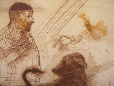 Miguel CONDÉ : La flèche d'amour, Gravure originale (photo de détail 4) - Crédit photo : Galerie Art.Paris