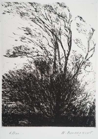 Nicole BOUHARMONT : Arbres agités, Gravure originale (vue générale) - Crédit photo : Galerie Art.Paris