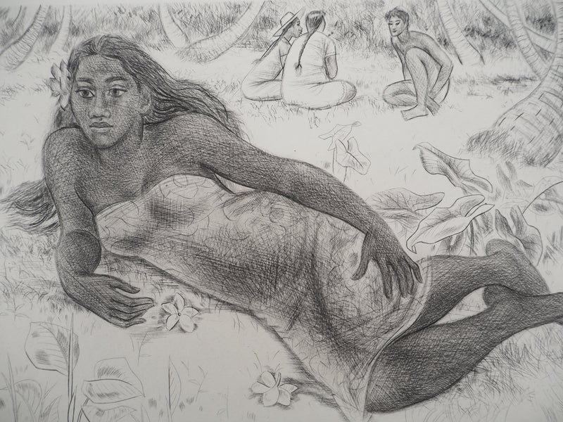Jacques BOULLAIRE : Miriama Tahiti, Gravure originale (vue générale) - Crédit photo : Galerie Art.Paris