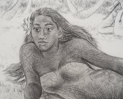 Jacques BOULLAIRE : Miriama Tahiti, Gravure originale (photo de détail 5) - Crédit photo : Galerie Art.Paris