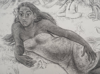 Jacques BOULLAIRE : Miriama Tahiti, Gravure originale (photo de détail 4) - Crédit photo : Galerie Art.Paris