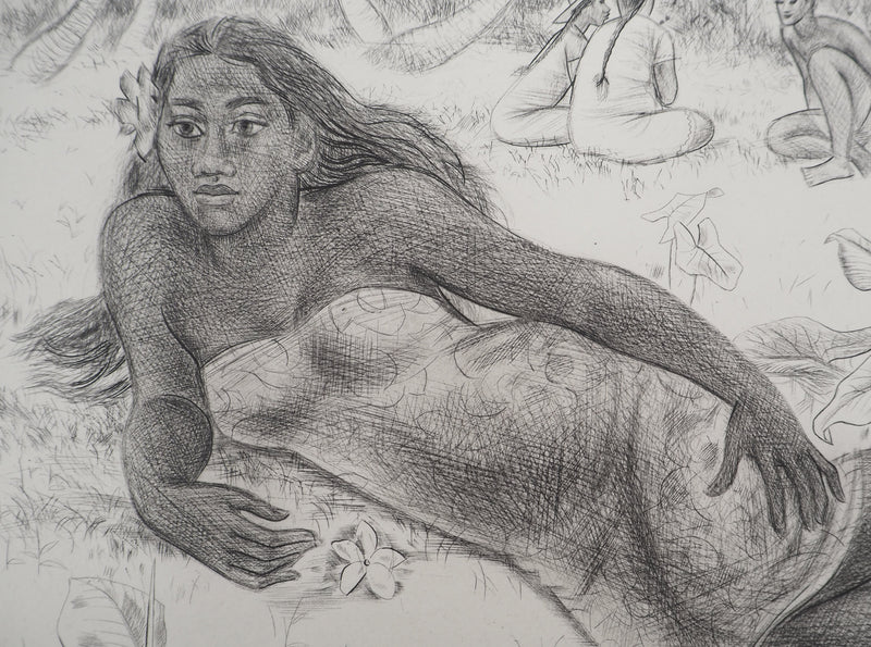 Jacques BOULLAIRE : Miriama Tahiti, Gravure originale (photo de détail 4) - Crédit photo : Galerie Art.Paris