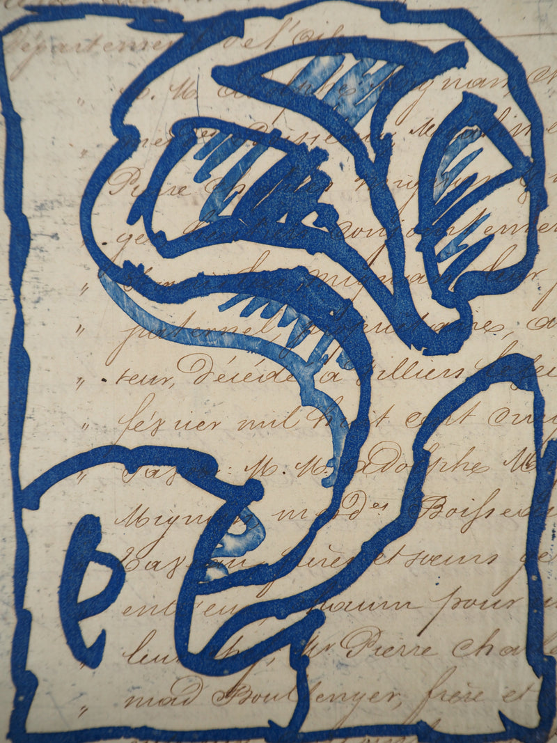 Pierre ALECHINSKY : La vie comme elle tourne bleu, Gravure originale (photo de détail 4) - Crédit photo : Galerie Art.Paris