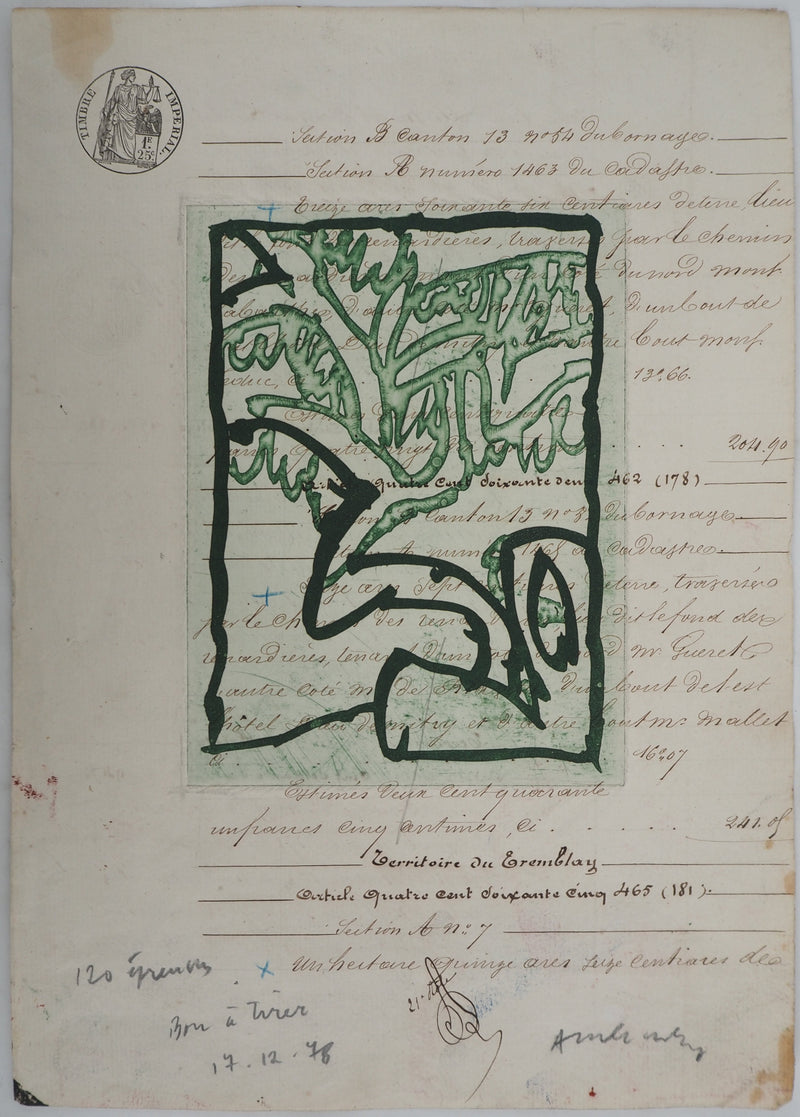 Pierre ALECHINSKY : La vie comme elle tourne vert, Gravure originale (photo de détail 2) - Crédit photo : Galerie Art.Paris