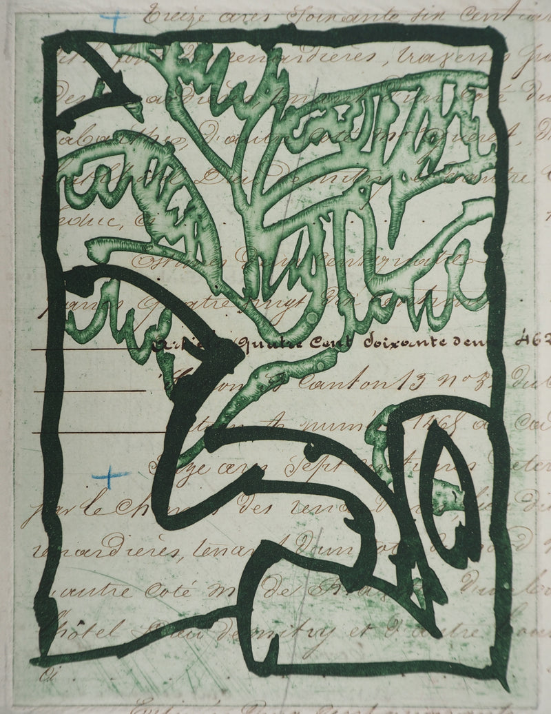 Pierre ALECHINSKY : La vie comme elle tourne vert, Gravure originale (vue générale) - Crédit photo : Galerie Art.Paris