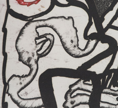 Pierre ALECHINSKY : Composition au cercle rouge, Gravure originale (photo de détail 5) - Crédit photo : Galerie Art.Paris