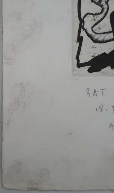 Pierre ALECHINSKY : Composition au cercle rouge, Gravure originale (photo de détail 7) - Crédit photo : Galerie Art.Paris