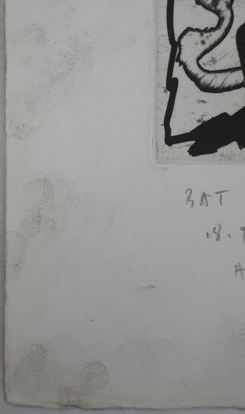 Pierre ALECHINSKY : Composition au cercle rouge, Gravure originale (photo de détail 7) - Crédit photo : Galerie Art.Paris