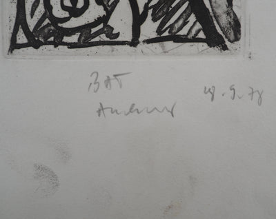 Pierre ALECHINSKY : L'homme au sourire rouge, Gravure originale (photo de détail 5) - Crédit photo : Galerie Art.Paris