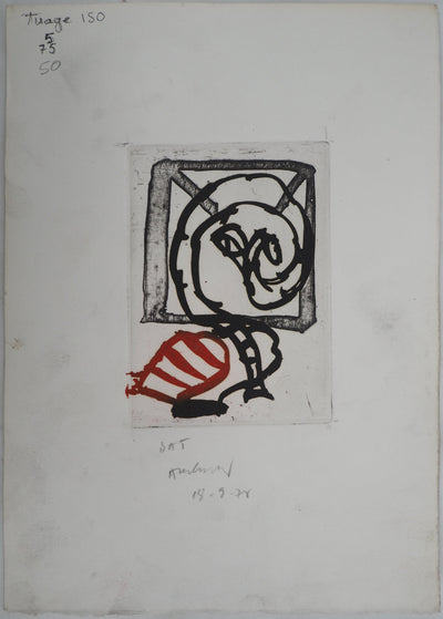 Pierre ALECHINSKY : L'oiseau en cage, Gravure originale (photo de détail 2) - Crédit photo : Galerie Art.Paris