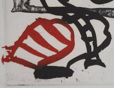 Pierre ALECHINSKY : L'oiseau en cage, Gravure originale (photo de détail 5) - Crédit photo : Galerie Art.Paris