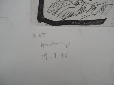 Pierre ALECHINSKY : Perché sur le serpent, Gravure originale (photo de détail 3) - Crédit photo : Galerie Art.Paris