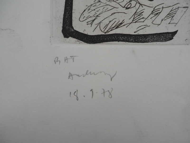 Pierre ALECHINSKY : Perché sur le serpent, Gravure originale (photo de détail 3) - Crédit photo : Galerie Art.Paris