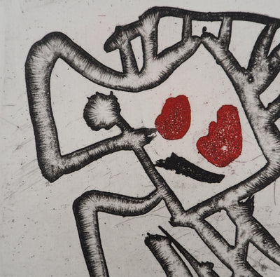 Pierre ALECHINSKY : Perché sur le serpent, Gravure originale (photo de détail 4) - Crédit photo : Galerie Art.Paris