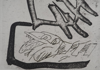 Pierre ALECHINSKY : Perché sur le serpent, Gravure originale (photo de détail 5) - Crédit photo : Galerie Art.Paris