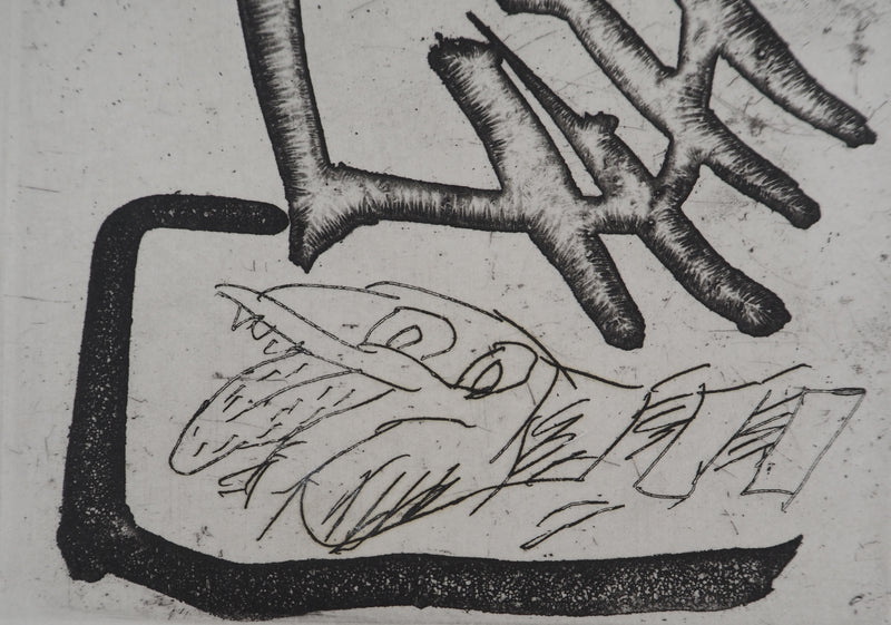 Pierre ALECHINSKY : Perché sur le serpent, Gravure originale (photo de détail 5) - Crédit photo : Galerie Art.Paris
