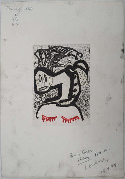 Pierre ALECHINSKY : Sur la tête, Gravure originale (photo de détail 2) - Crédit photo : Galerie Art.Paris