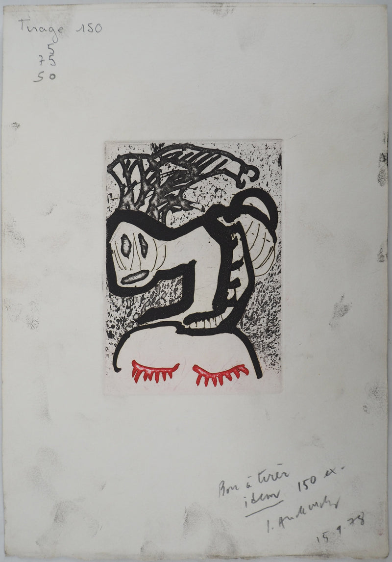 Pierre ALECHINSKY : Sur la tête, Gravure originale (photo de détail 2) - Crédit photo : Galerie Art.Paris