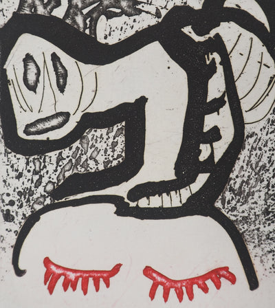 Pierre ALECHINSKY : Sur la tête, Gravure originale (photo de détail 4) - Crédit photo : Galerie Art.Paris