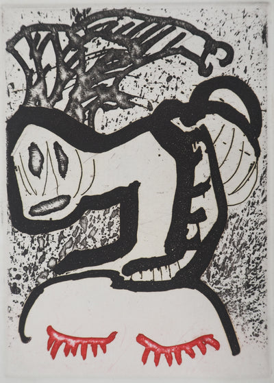 Pierre ALECHINSKY : Sur la tête, Gravure originale (vue générale) - Crédit photo : Galerie Art.Paris