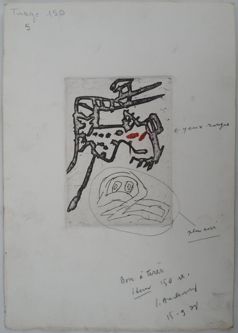 Pierre ALECHINSKY : Le chien et le poussin, Gravure originale (photo de détail 2) - Crédit photo : Galerie Art.Paris