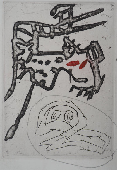 Pierre ALECHINSKY : Le chien et le poussin, Gravure originale (vue générale) - Crédit photo : Galerie Art.Paris