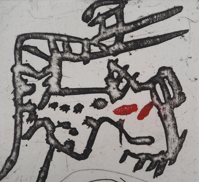 Pierre ALECHINSKY : Le chien et le poussin, Gravure originale (photo de détail 4) - Crédit photo : Galerie Art.Paris