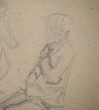 Louis HAYET : Homme pensif, Dessin original (photo de détail 4) - Crédit photo : Galerie Art.Paris