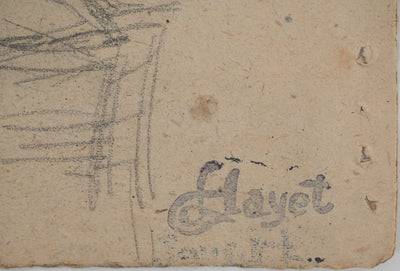 Louis HAYET : Homme pensif, Dessin original (photo de détail 2) - Crédit photo : Galerie Art.Paris
