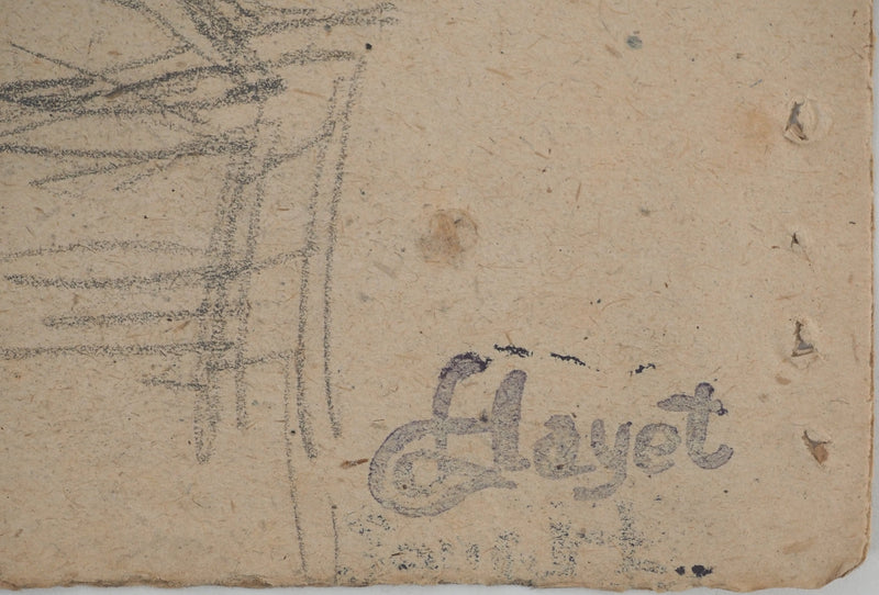 Louis HAYET : Homme pensif, Dessin original (photo de détail 2) - Crédit photo : Galerie Art.Paris