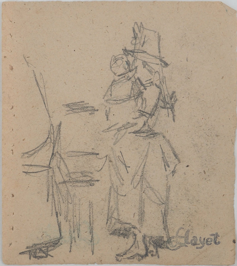 Louis HAYET : Mère et enfant, Dessin original (vue générale) - Crédit photo : Galerie Art.Paris