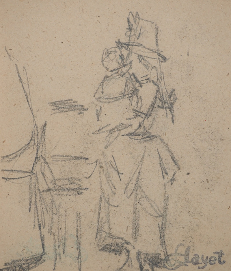 Louis HAYET : Mère et enfant, Dessin original (photo de détail 3) - Crédit photo : Galerie Art.Paris