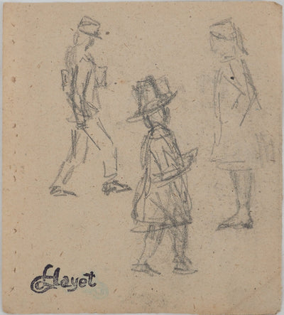 Louis HAYET : Bras dessus bras dessous, Dessin original (photo de détail 6) - Crédit photo : Galerie Art.Paris