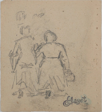 Louis HAYET : Bras dessus bras dessous, Dessin original (vue générale) - Crédit photo : Galerie Art.Paris