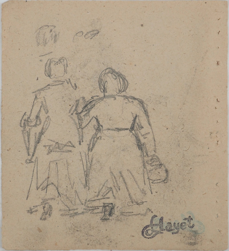 Louis HAYET : Bras dessus bras dessous, Dessin original (vue générale) - Crédit photo : Galerie Art.Paris