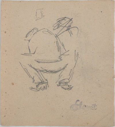 Louis HAYET : Homme accroupi, Dessin original (vue générale) - Crédit photo : Galerie Art.Paris