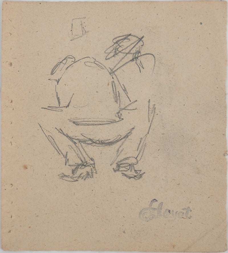 Louis HAYET : Homme accroupi, Dessin original (vue générale) - Crédit photo : Galerie Art.Paris