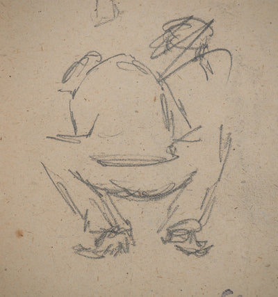 Louis HAYET : Homme accroupi, Dessin original (photo de détail 4) - Crédit photo : Galerie Art.Paris