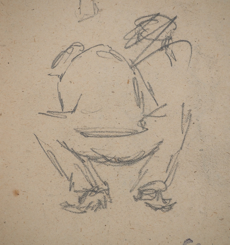 Louis HAYET : Homme accroupi, Dessin original (photo de détail 4) - Crédit photo : Galerie Art.Paris