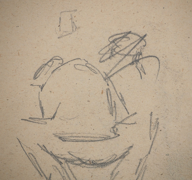 Louis HAYET : Homme accroupi, Dessin original (photo de détail 5) - Crédit photo : Galerie Art.Paris