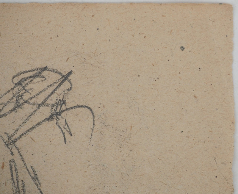 Louis HAYET : Homme accroupi, Dessin original (photo de détail 6) - Crédit photo : Galerie Art.Paris