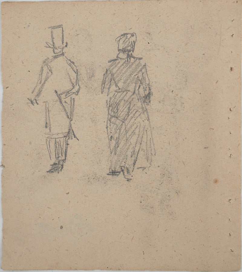 Louis HAYET : Homme accroupi, Dessin original (photo de détail 7) - Crédit photo : Galerie Art.Paris