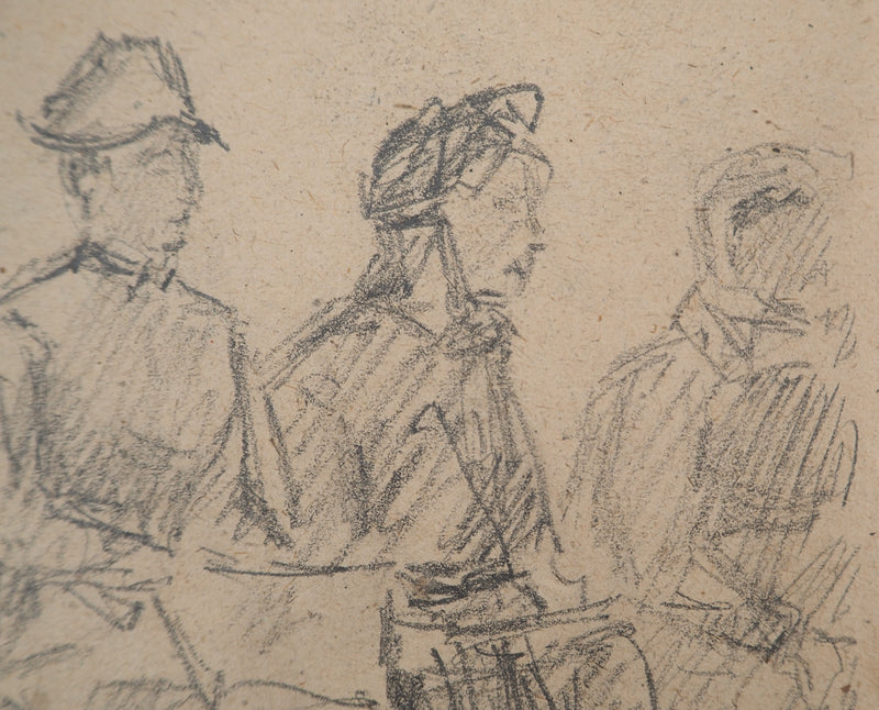 Louis HAYET : Les blanchisseuses, Dessin original (photo de détail 4) - Crédit photo : Galerie Art.Paris