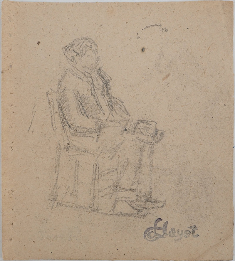 Louis HAYET : Figure assise, Dessin original (vue générale) - Crédit photo : Galerie Art.Paris