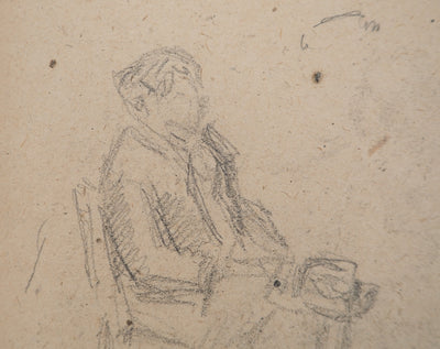 Louis HAYET : Figure assise, Dessin original (photo de détail 4) - Crédit photo : Galerie Art.Paris
