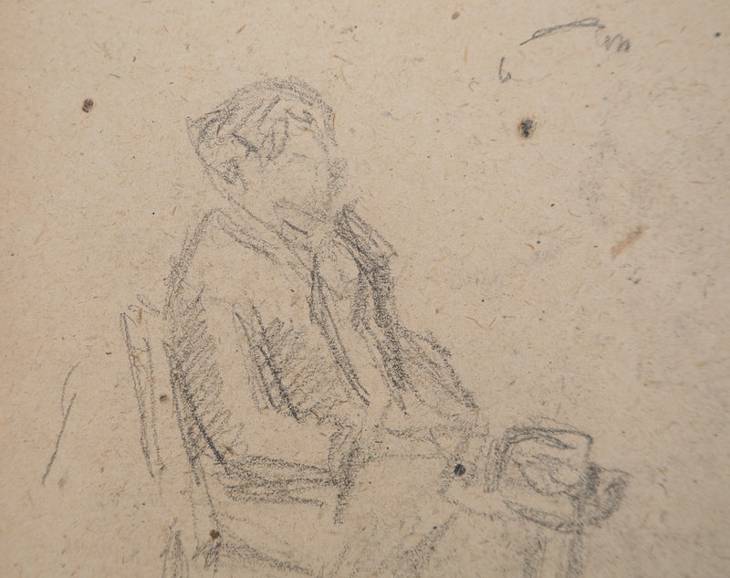 Louis HAYET : Figure assise, Dessin original (photo de détail 4) - Crédit photo : Galerie Art.Paris