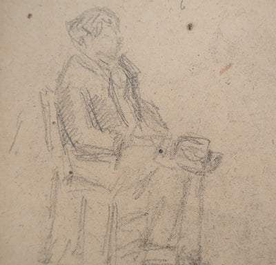 Louis HAYET : Figure assise, Dessin original (photo de détail 5) - Crédit photo : Galerie Art.Paris