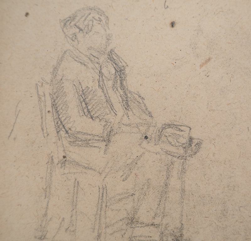 Louis HAYET : Figure assise, Dessin original (photo de détail 5) - Crédit photo : Galerie Art.Paris