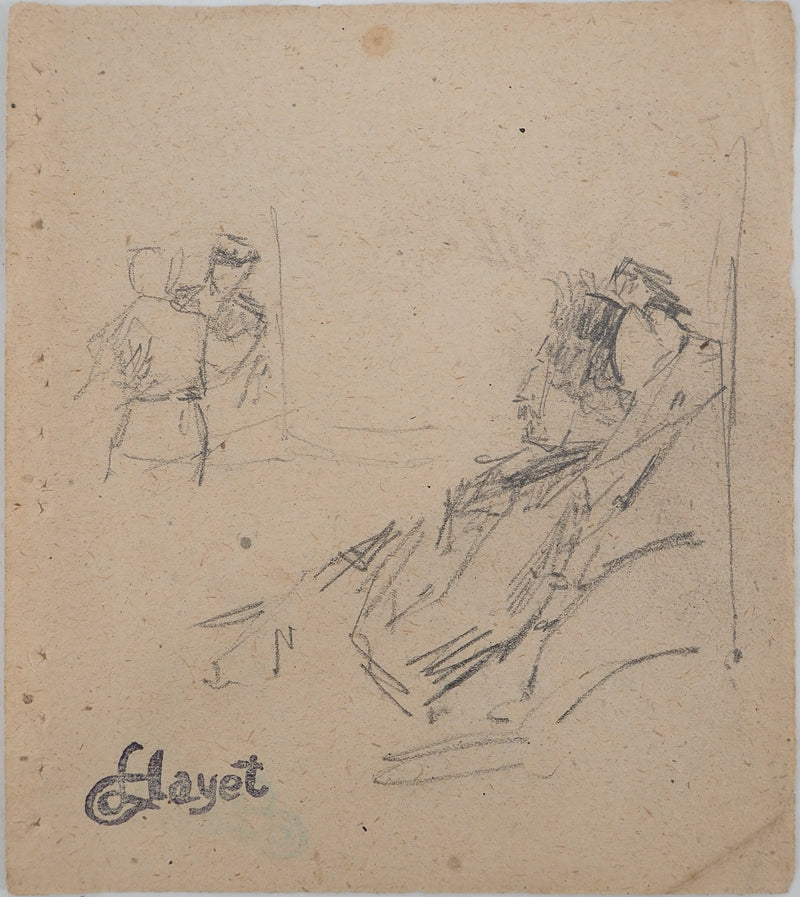 Louis HAYET : Le repos, Dessin original (vue générale) - Crédit photo : Galerie Art.Paris